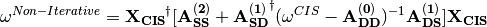 \omega^{Non-Iterative}=
\mathbf{X_{CIS}}^{\dagger}[\mathbf{A_{SS}^{(2)}}+
\mathbf{A_{SD}^{(1)}}^{\dagger}(\omega^{CIS}-\mathbf{A_{DD}^{(0)}})^{-1}
\mathbf{A_{DS}^{(1)}}]\mathbf{X_{CIS}}