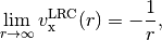 \lim_{r\rightarrow\infty} v_{\mathrm{x}}^{\mathrm{LRC}} (r) = -
\frac{1}{r},