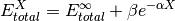 E_{total}^X = E_{total}^{\infty} + \beta e^{-\alpha X}