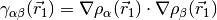 \gamma_{\alpha\beta} (\vec r_1) = \nabla \rho_{\alpha} (\vec r_1) \cdot \nabla
\rho_{\beta} (\vec r_1)