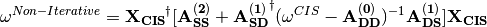 \omega^{Non-Iterative}=
\mathbf{X_{CIS}}^{\dagger}[\mathbf{A_{SS}^{(2)}}+
\mathbf{A_{SD}^{(1)}}^{\dagger}(\omega^{CIS}-\mathbf{A_{DD}^{(0)}})^{-1}
\mathbf{A_{DS}^{(1)}}]\mathbf{X_{CIS}}